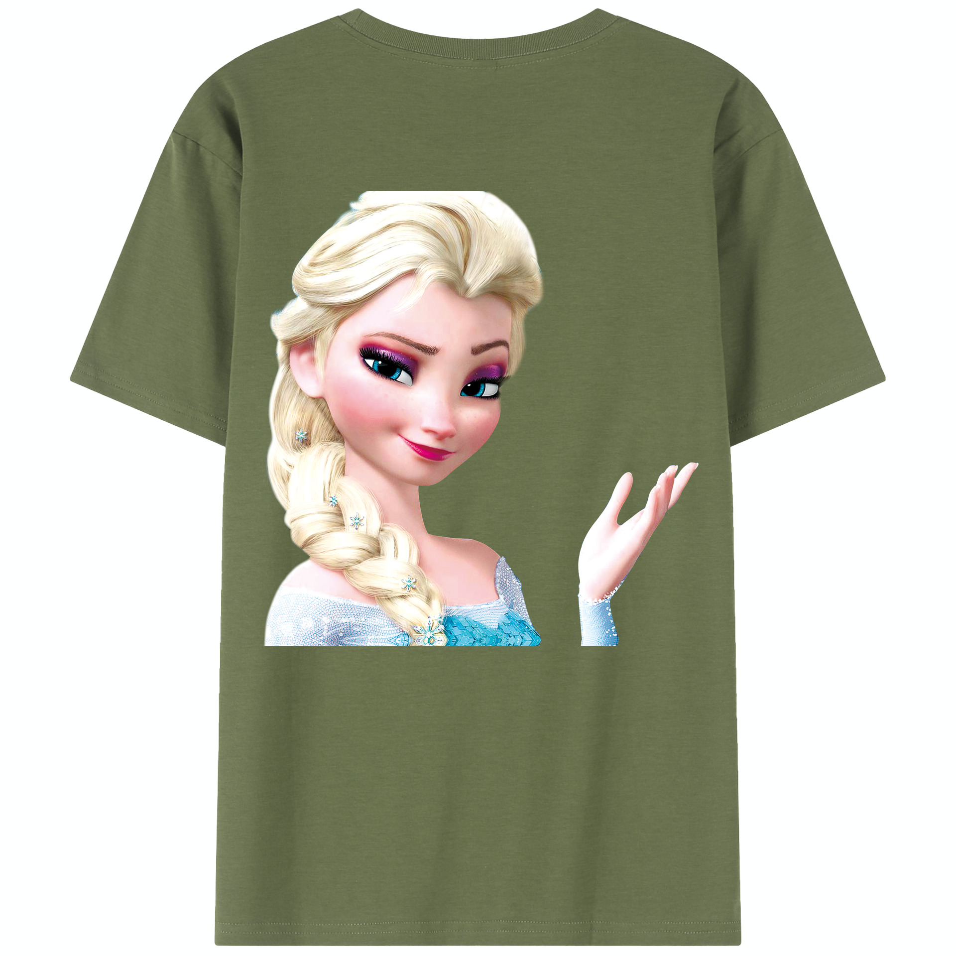 （画像用） アナと雪の女王 アンナ エルサ Frozen Anna Elsa 綿100％半袖Tシャツ（背面プリント）